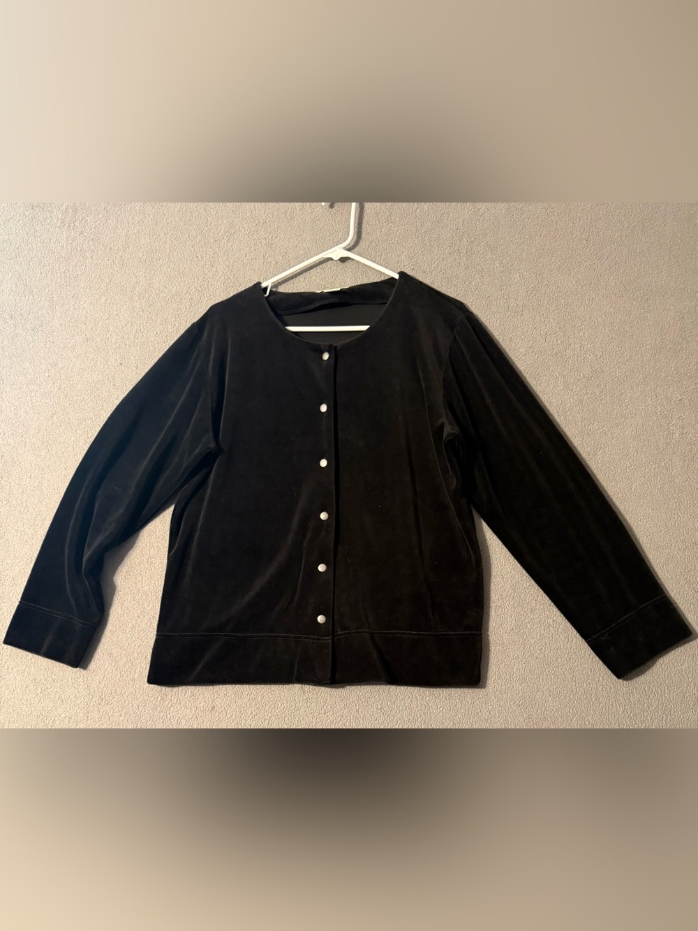 Eddie Bauer Black Velvet Button-Front Jacket